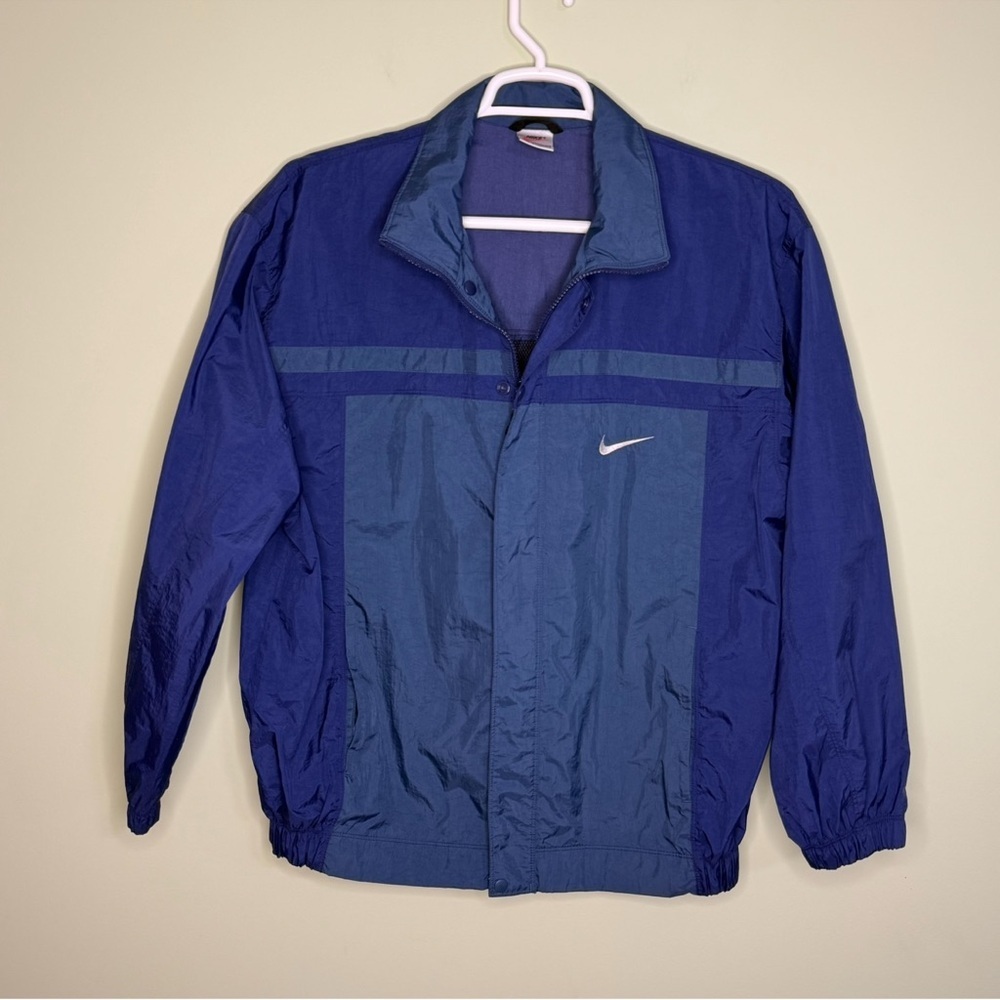 Vtg Nike Jacket men L windbreaker 90’s swoosh on back full zip Y2K blue logo